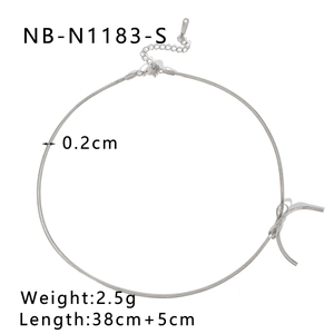Detailed view of silver bow necklace specs with weight and chain length dimensions