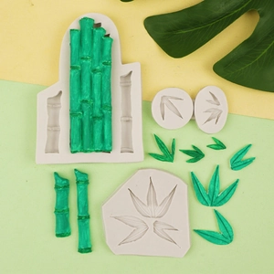 Detailed bamboo and leaf silicone mold for cake decorating and chocolate fondant art