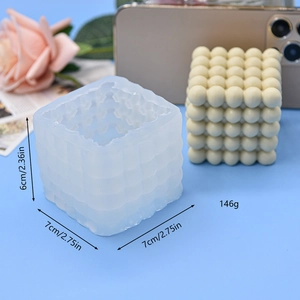 3D bubble cube silicone mold for DIY candles and soap with 7cm x 6cm dimensions
