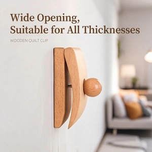 Wide wooden wall clip for hanging quilts and tapestries with adjustable knob