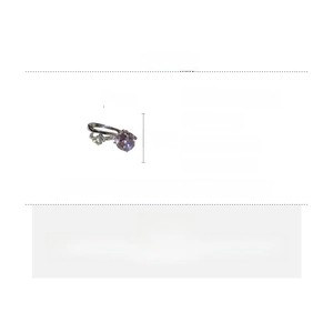 Vue détaillée de boucles d'oreilles argentées à double couche avec cristaux violets