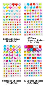 Detail of multi-shape colorful acrylic rhinestone stickers for DIY crafts and decor