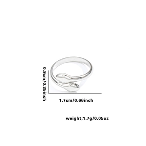 Detailed size and weight specs for the silver snake-shaped titanium steel ring