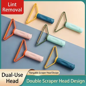 Manual Pet Hair Remover Dual Sided Lint Scraper For Carpet Sofa Clothing ABS Plastic Copper Fabric Shaver Cute Bear Design