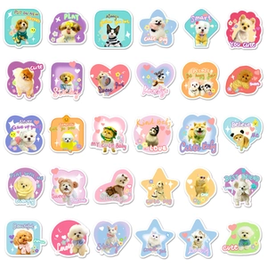 Variety pack of cute hand-drawn pet stickers for water bottles and luggage decoration