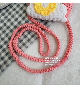 Handmade crochet mini flower shoulder bag cute knit wool crossbody coin purse for women