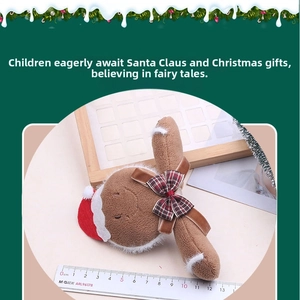 Detail of plush gingerbread man Christmas accessory with festive hat and bow decoration