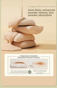 Detail showing the 4mm thickness of the extra soft double-sided XL makeup puff