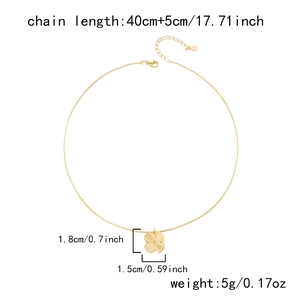 Detailed size specifications for the gold clover pendant necklace with opal finish