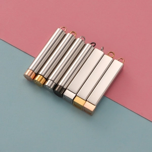 Stainless steel cylinder and rectangle pendants in gold, silver, rose gold, and black colors