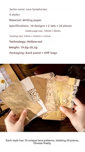 Detailed view of 20pcs lace-hollow decorative paper notes for vintage scrapbooking