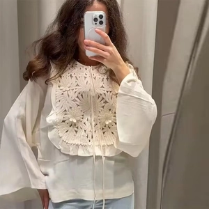 Hollow Out Lace Embroidery Long Sleeve Top And Mini Skirt Outfits For Women Casual Streetwear White Elegant