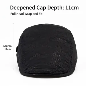 Black breathable mesh duckbill cap with deep 11cm fit for sun protection