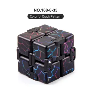 Macro detail of Infinity Cube fidget toy featuring a vibrant colorful crackle pattern