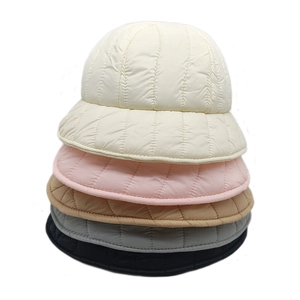 Winter quilted bucket hats for women in five colors showing thick padded warm material