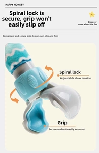 Detail view of adjustable spiral screw lock and non-slip baby stroller clamp component