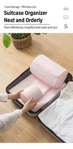 Lot de sacs à linge en maille rose pour voyage avec fermeture éclair et tissu respirant