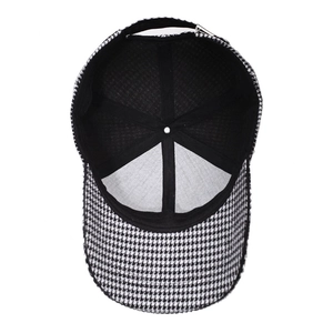 Casquette de baseball pied-de-poule avec strass M et boucle en métal réglable