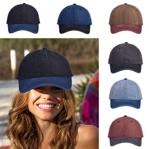 Washed Denim Baseball Cap Two Tone Color Block Adjustable Metal Buckle Retro Cotton Sun Hat For Men Women Casual Outdoor