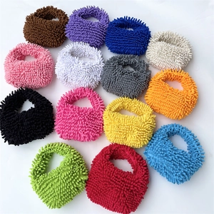 Colorful plush chenille mini tote bags in 14 vibrant candy colors with soft fuzzy texture