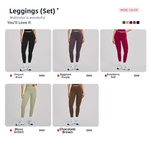 Collage de leggings de yoga à taille haute en noir, violet, rouge, vert et marron