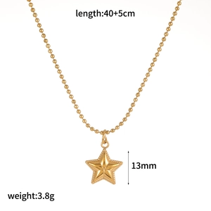 Star pendant necklace specifications including 40+5cm length and 13mm height