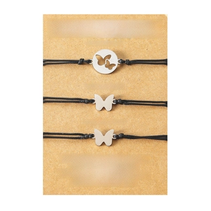 Three-piece Mother & Daughters butterfly bracelets set on card with sentimental poem
