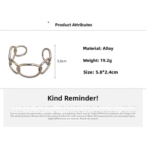 Silver alloy chain bracelet details with 5.8x2.4cm dimensions and 19.2g weight specs