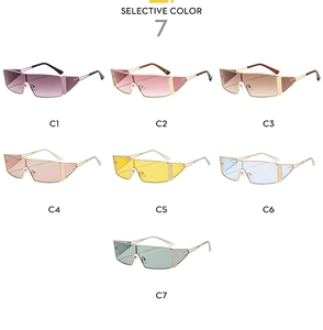 Display a matrice di occhiali da sole futuristici in sette colori con montatura in metallo