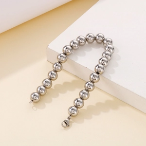 Polished titanium steel ball bead bracelet for women featuring a secure lobster clasp