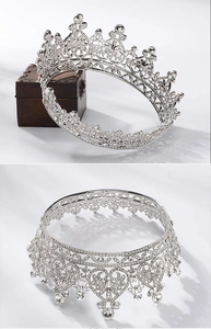 Detailed comparison of silver baroque bridal crowns with crystal and rhinestone inlay