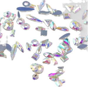 Mixed shape AB crystal rhinestones with iridescent flatback for DIY nail art and jewelry