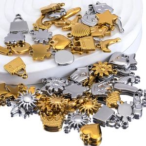 Assorted gold and silver stainless steel ocean charms for DIY necklace jewelry making