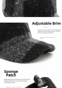 Dettaglio della fibbia regolabile e della visiera flessibile del cappellino in lana