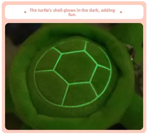 Detailed macro view showing the turtle's luminous shell glowing bright green in the dark