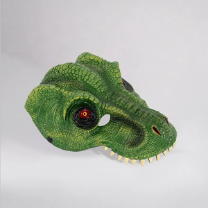 Realistic 3D green T-Rex dinosaur mask made of PU foam for Halloween and carnival parties