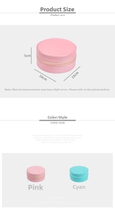 Circular PU leather jewelry box detail with 10cm diameter and compact zipper closure