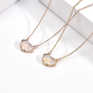 Ruyi Lock Cloud Pendant Necklace Titanium Steel Crystal Inlaid Fashion Jewelry For Women Elegant Gift Rose Gold