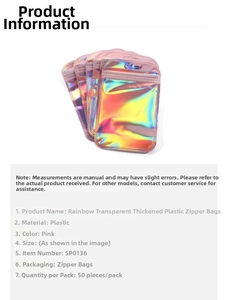 Macro detail of rainbow holographic self-sealing bags for jewelry and accessories