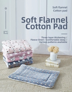 Detailed view of the triple-layered thickened flannel pet mat with soft plush texture