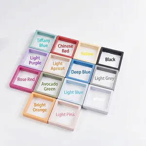 Square PE film jewelry display boxes in fourteen colors for rings and earrings