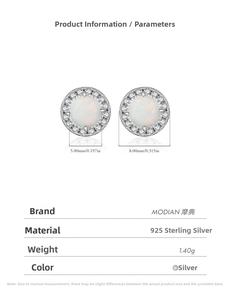 Detailed dimensions of 925 sterling silver opal stud earrings with 8mm outer diameter