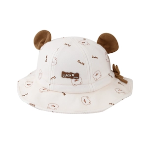 Chapeau cloche bébé en coton avec imprimé ours et oreilles 3D pour l'automne