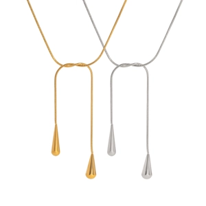 Colliers réglables minimalistes avec pendentif goutte en or et argent et chaîne serpent
