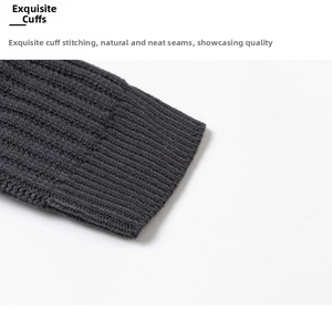 Detailed close-up of dark grey ribbed knit cuffs with seamless professional stitching