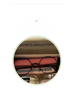 Detail view of large interior capacity for phone, wallet, cosmetics and notebook in canvas bag
