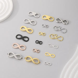 Infinity Symbol Connectors Stainless Steel Heart Double Loop Pendants For DIY Bracelet Necklace Jewelry Making Findings