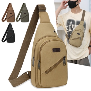 Men Canvas Chest Bag Waterproof Multi-Pocket Sling Bag Large Capacity Casual Crossbody Shoulder Bag Travel Sport