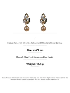 Detailed view of floral drop earrings showing dimensions 4.6x2cm and 10.3g weight