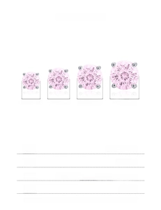 Size chart showing 5mm to 8mm 925 sterling silver pink stud earrings weight and dimensions